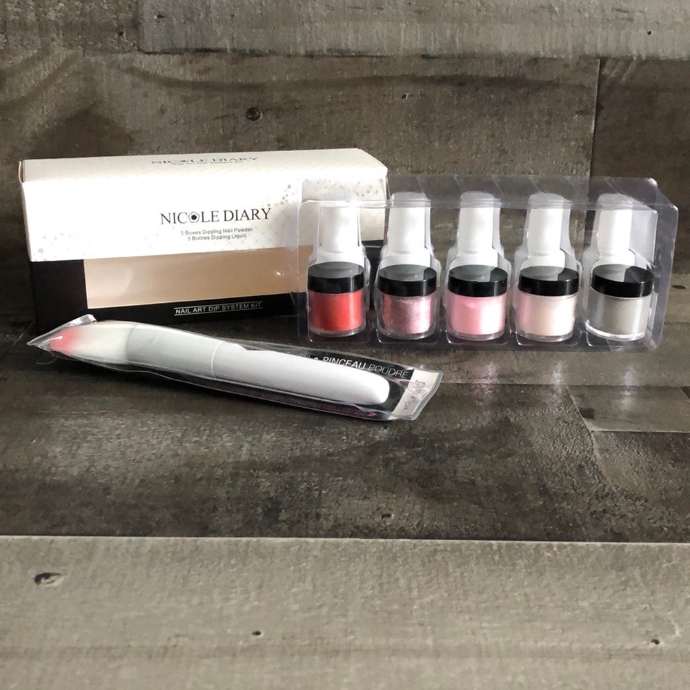 5 Color Dip Nail System Kit & Brush 💅🏼💅🏾